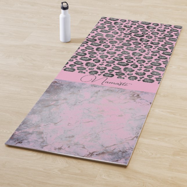 Tapete De Yoga Pink Blush Marble Gliter Leopardo Namaste (In Situ)