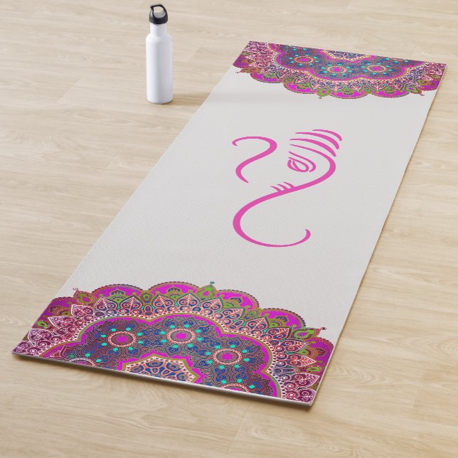 Tapete De Yoga Pink Ganesha e Mandalas Yoga Mat (In Situ)