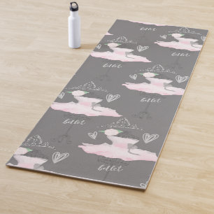 Tapete De Yoga Pink & Grey Couture Bailarina Meninas Moda Chic