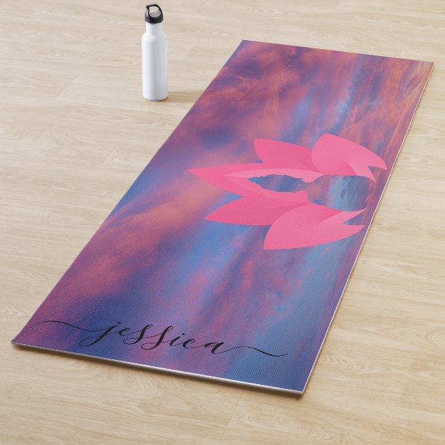 Tapete De Yoga Pink Purple Sky Buddha Lotus Personalizado (In Situ)