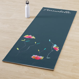 Tapete De Yoga Pink watercolor floral nome vibrante energetic art