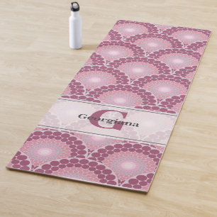 Tapete De Yoga Pinks Radiantes Monogramas Dusky Rosa Mandala
