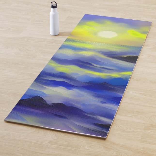 Tapete De Yoga Pintura de ondas azuis escuras sob o sol (In Situ)