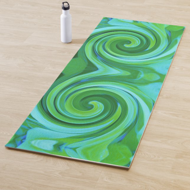 Tapete De Yoga Pintura em espiral líquida de Abstrato Turquesa (In Situ)