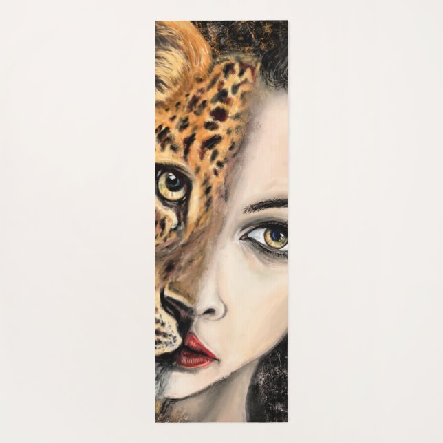 Tapete De Yoga Pintura em Yoga Mat Fantasy para Garota Leopardo (Verso)