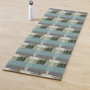 Tapete De Yoga Pintura Moderna com Letras Cortadas