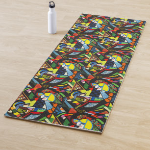 Tapete De Yoga Pintura Modernista Colorida Geométrica Abstrata
