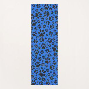 Tapete De Yoga Pinturas de cães Bolinhas preto e branco em azul-t