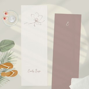 Tapete De Yoga Pó de Marfim Rosa Floral Linha Arte Minimalista Ze