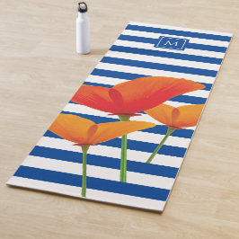 Tapete De Yoga Poppy Blue Stripes Monograma