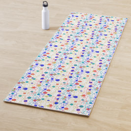 Tapete De Yoga Portas dos círculos do Verde limão Azul Aqua Coral