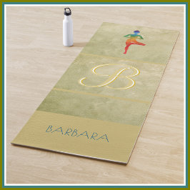 Tapete De Yoga Pose de Árvore de Nome do Monograma Personalizado