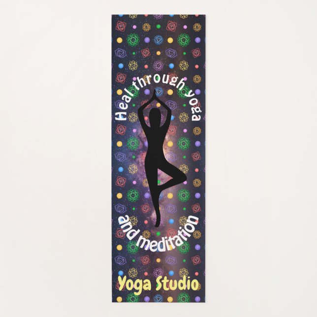Tapete De Yoga pose de yoga chakra, via leitosa personalizável (Frente)