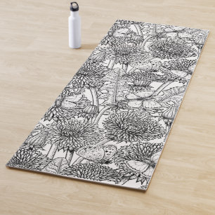 Tapete De Yoga Prado de dandelion em preto e branco