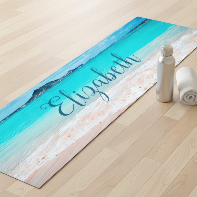 Tapete De Yoga Praia Tropical Hawaii Turquoise Ocean Personalizad (Criador carregado)