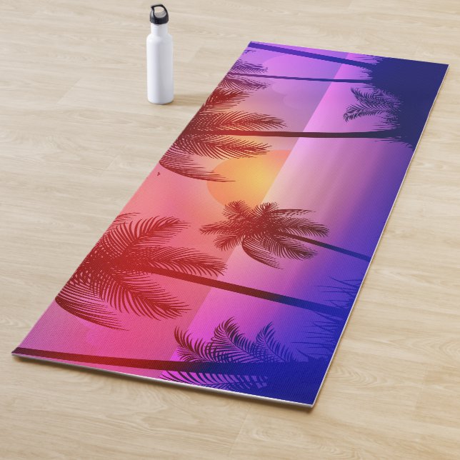 Tapete De Yoga Praia Tropical Roxa no Sunset (In Situ)