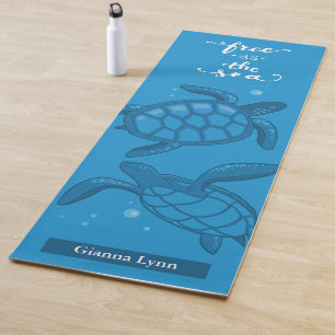 Tapete De Yoga Praia Tropical Tartarugas Marinhas Personalizadas