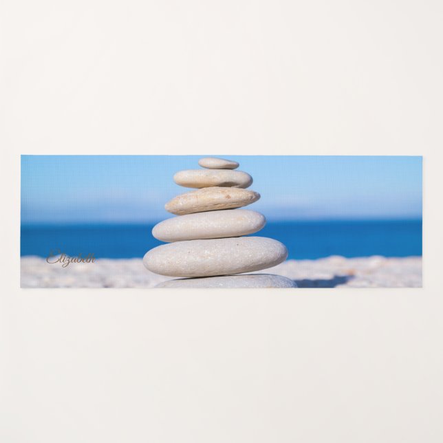 Tapete De Yoga Praia Tropical Zen Pedras (Frente (Horizontal))
