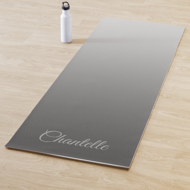 Tapete De Yoga Prata gradiente elegante com nome personalizado (In Situ)
