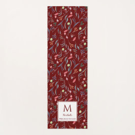 Tapete De Yoga Precioso Personalizado2GOD Monograma Floral Vermel