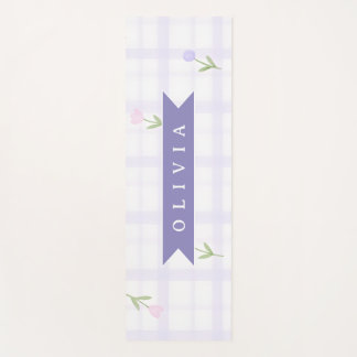 Tapete De Yoga Presente Personalizado com Nome Floral Xadrez Lava
