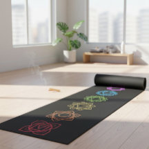 Tapete de Yoga Preto com Chakras Coloridos