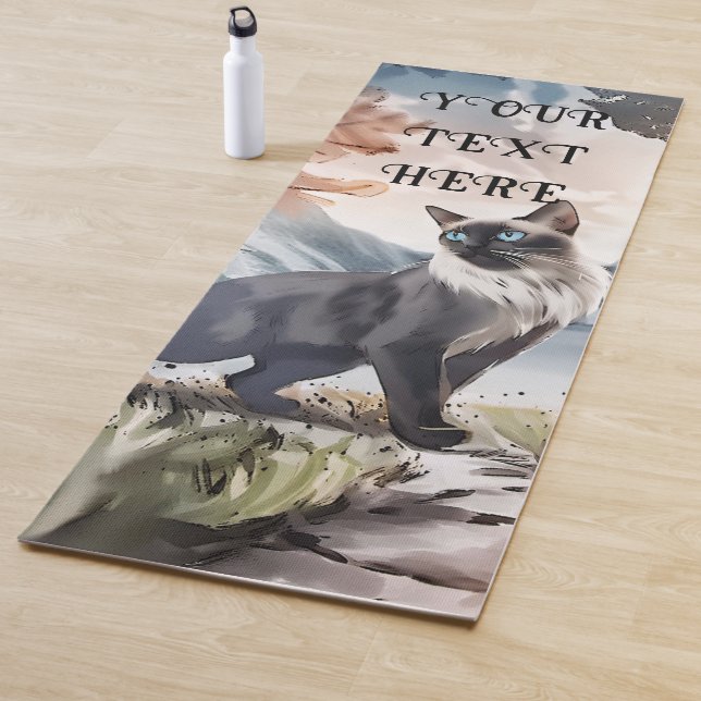 Tapete De Yoga Preto e Branco Fluffy Cat. (In Situ)