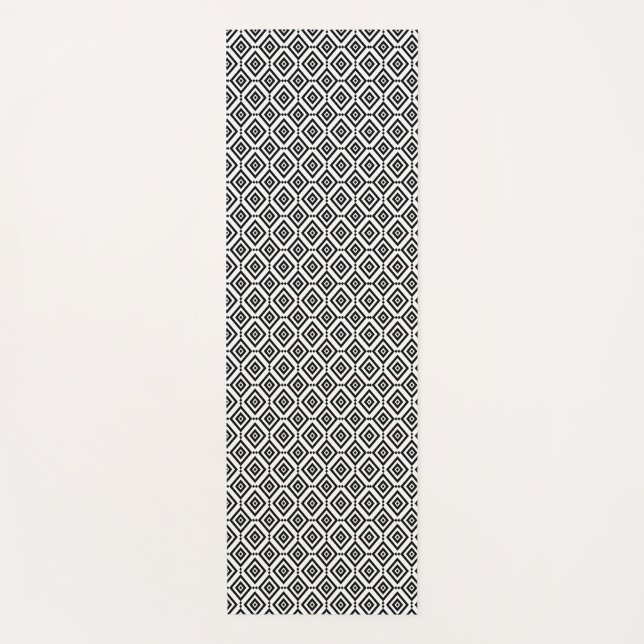 Tapete De Yoga Preto e Branco Geométrico Moderno (Frente)