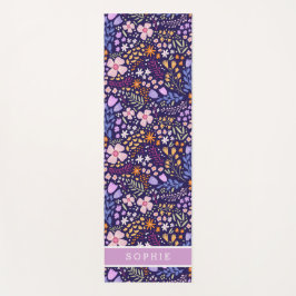 Tapete De Yoga Pretty Watercolor Floral Blooming Custom Name