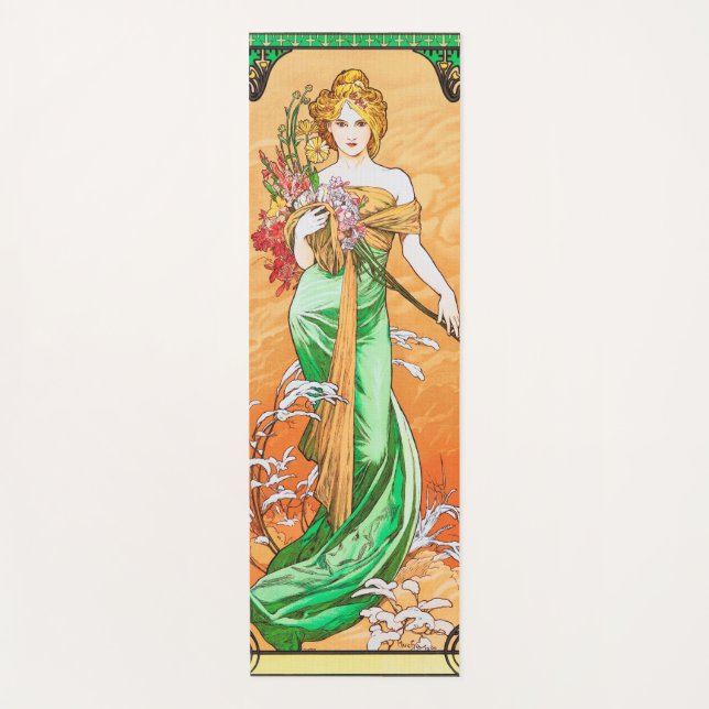 Tapete De Yoga Primavera, Alphonse Mucha (Frente)