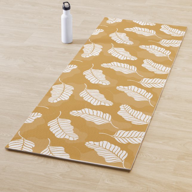 Tapete De Yoga Primavera | Folhas ouros E Brancas (In Situ)