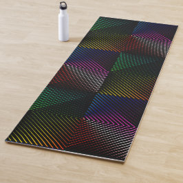 Tapete De Yoga Prisma de Arco-Íris Neon em Preto