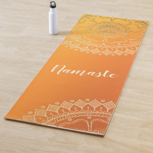 Tapete De Yoga Professor de Meditação Yoga Modern Orange Dourada