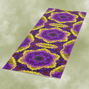 Tapete De Yoga Psicodélico Flor Amarelo e Puro de Mandala