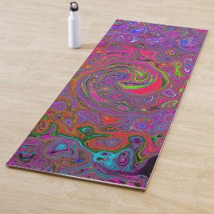 Tapete De Yoga Psicodélico Groovy Magenta Retro Líquido