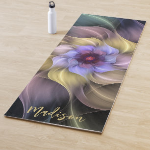 Tapete De Yoga Psicodélico Moderno Flor Fractal Petal