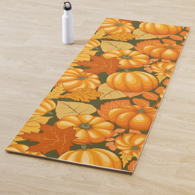 Tapete De Yoga Pumpkins Patterno do Halloween em Fall Season (In Situ)