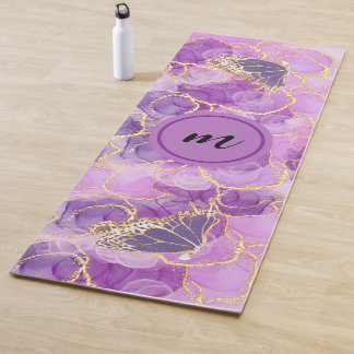Tapete De Yoga purple gold butterfly watercolour
