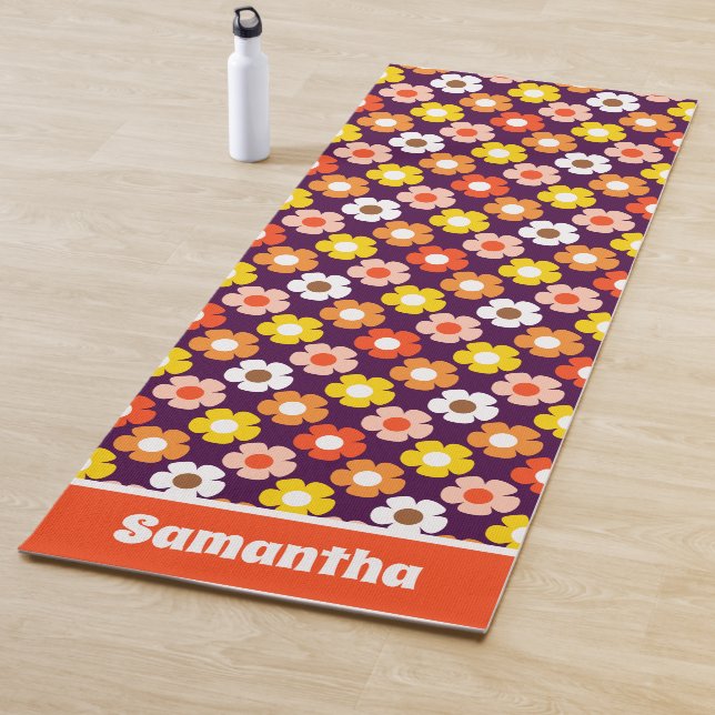 Tapete De Yoga Púrpura das flores de outono retrô (In Situ)