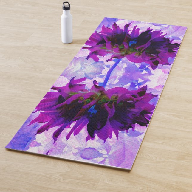 Tapete De Yoga Púrpura e preto Cactus Dahlia (In Situ)