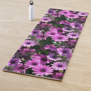 Tapete De Yoga Púrpura Margarida Africana Flores Natureza Padrão