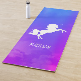 Tapete De Yoga Púrpura Personalizada Rainbow Unicórn