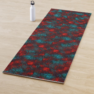 Tapete De Yoga Quadriculados riscados em azul claro cor vermelho