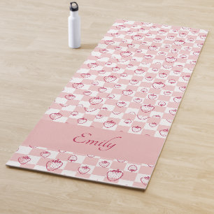 Tapete De Yoga Quadro de controlo de morango cor-de-rosa Groovy,