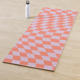 Tapete De Yoga Quadro De Verificação Retroativa Lilac E Orange De