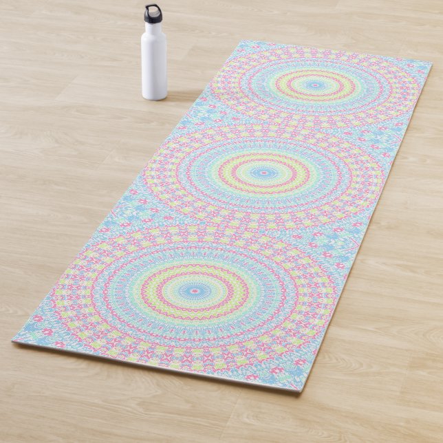 Tapete De Yoga Quirky Colorful Retro Psicedelic Summer Mandala (In Situ)
