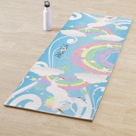 Tapete De Yoga Rainbow Blue Unicorn Yoga Mat
