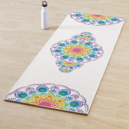 Tapete De Yoga Rainbow Floral Fountain Dot Ornamental Mandala