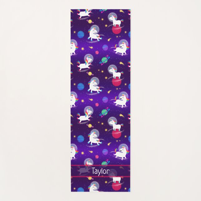 Tapete De Yoga Rainbow Unicorns In Space Purple Ombre (Frente)