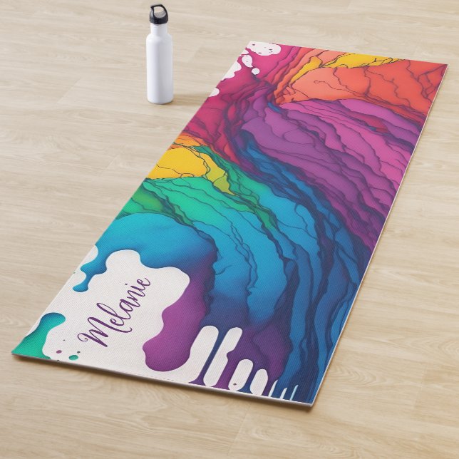 Tapete De Yoga Rainbow Yoga Mat pintado com nome personalizado (In Situ)